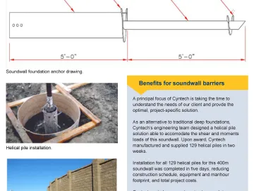 Helical pile foundations for soundwall barriers