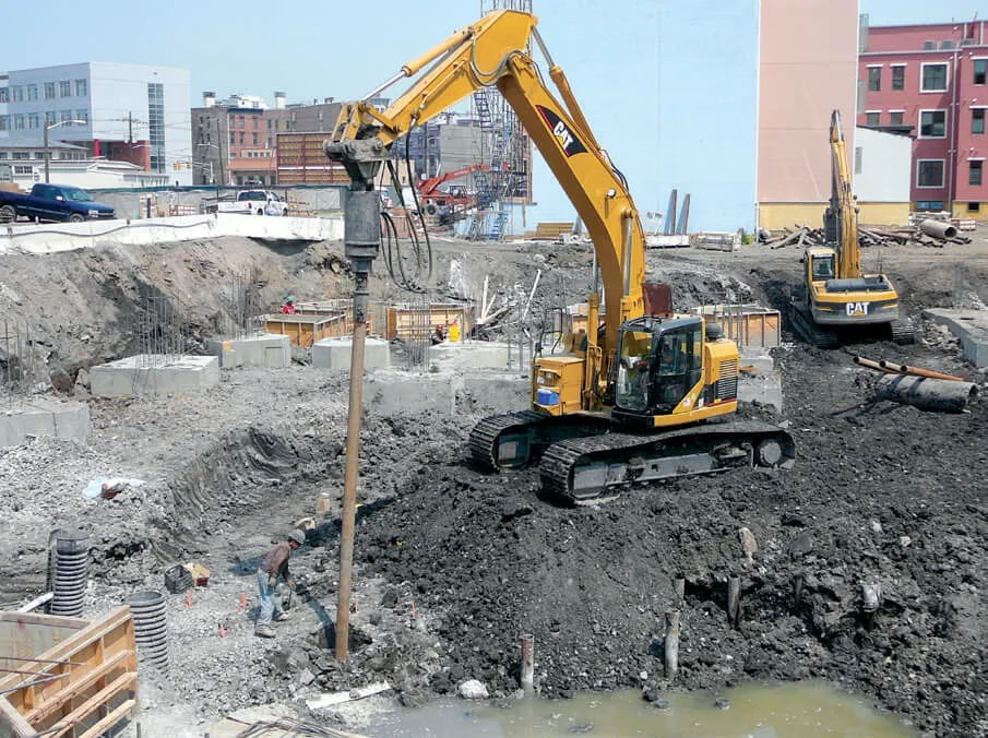 Multi-story building foundation construction