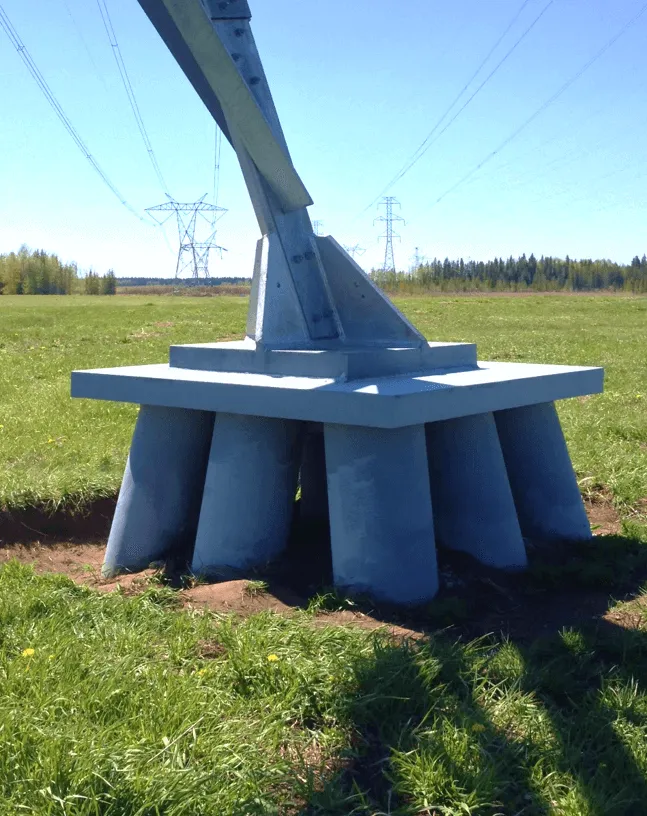 Transmission line on helical pile foundations