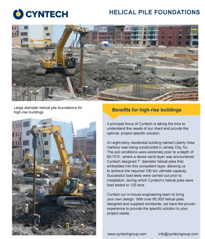 Helical pile foundations for high-rise buildings